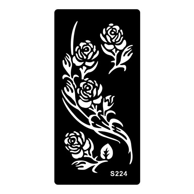 Sheet of hollow geometric pattern temporary tattoo stickers in various colours on water transfer paper.