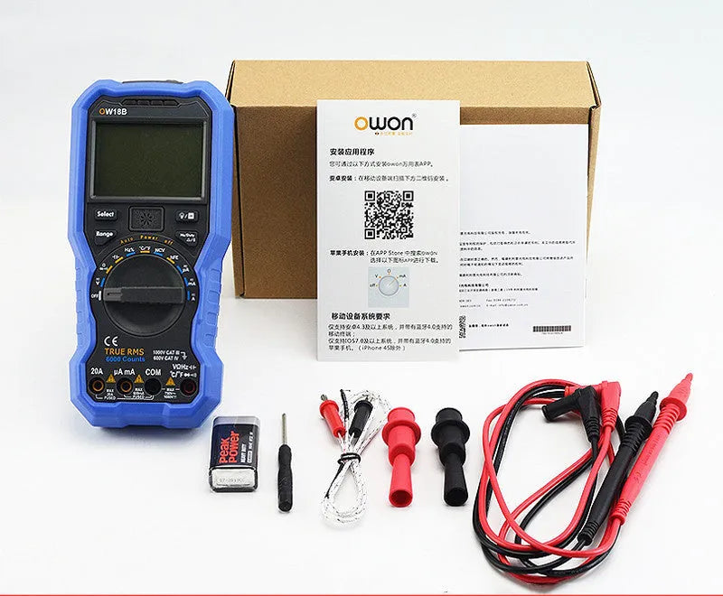 Digital multimeter handheld device with LCD display for NCV voltage detection and temperature measurement