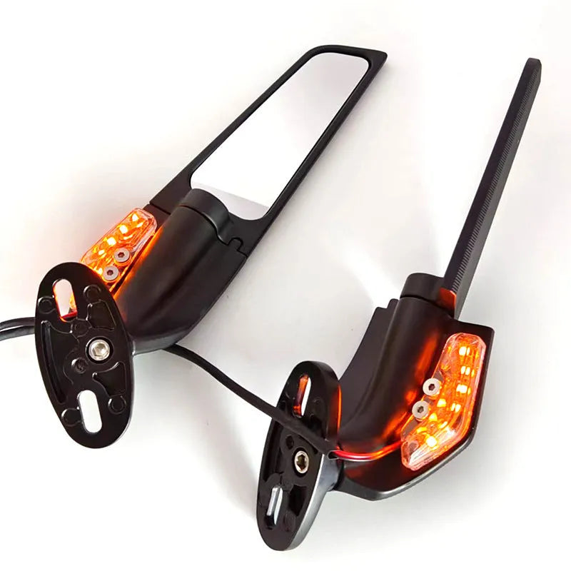 SH-620-5 motorcycle reflector rearview mirror with yellow light, aluminium alloy construction