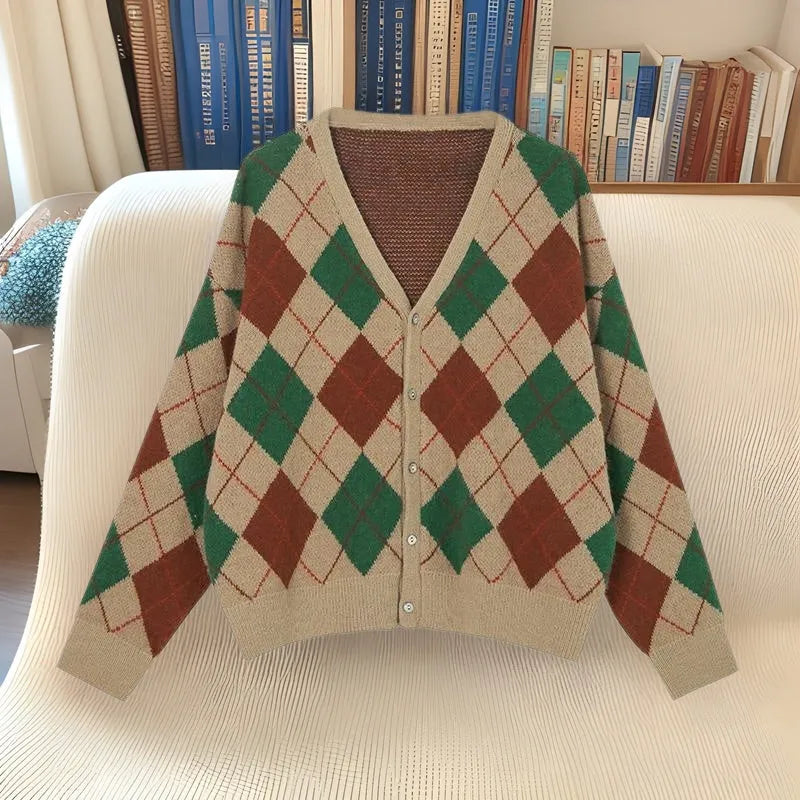 Casual acrylic knitted cardigan in macaron colours with Japanese Korean styling
