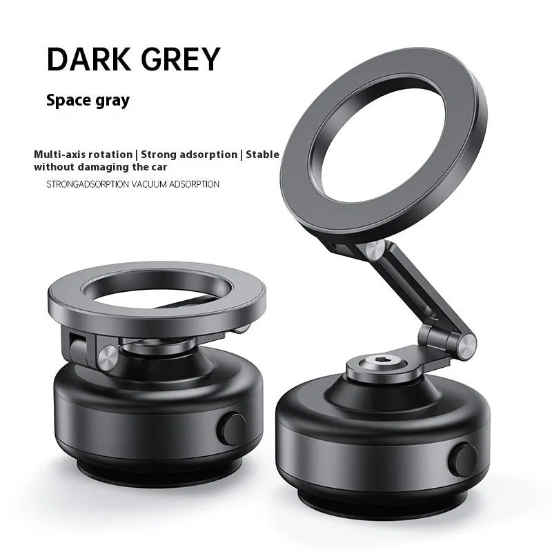 Alloy vacuum suction mobile phone bracket in silver on car dashboard for hands-free use