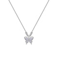 Sterling silver butterfly necklace with square opal pendant on cross chain, adjustable 41-50cm