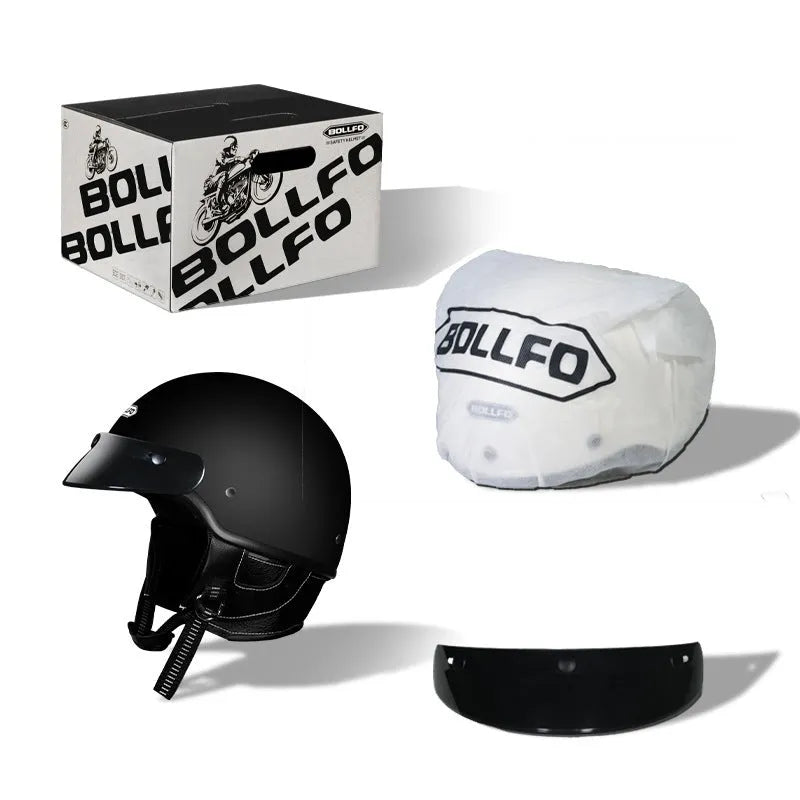 Retro motorcycle helmet in ABS plastic available in four colours and sizes
