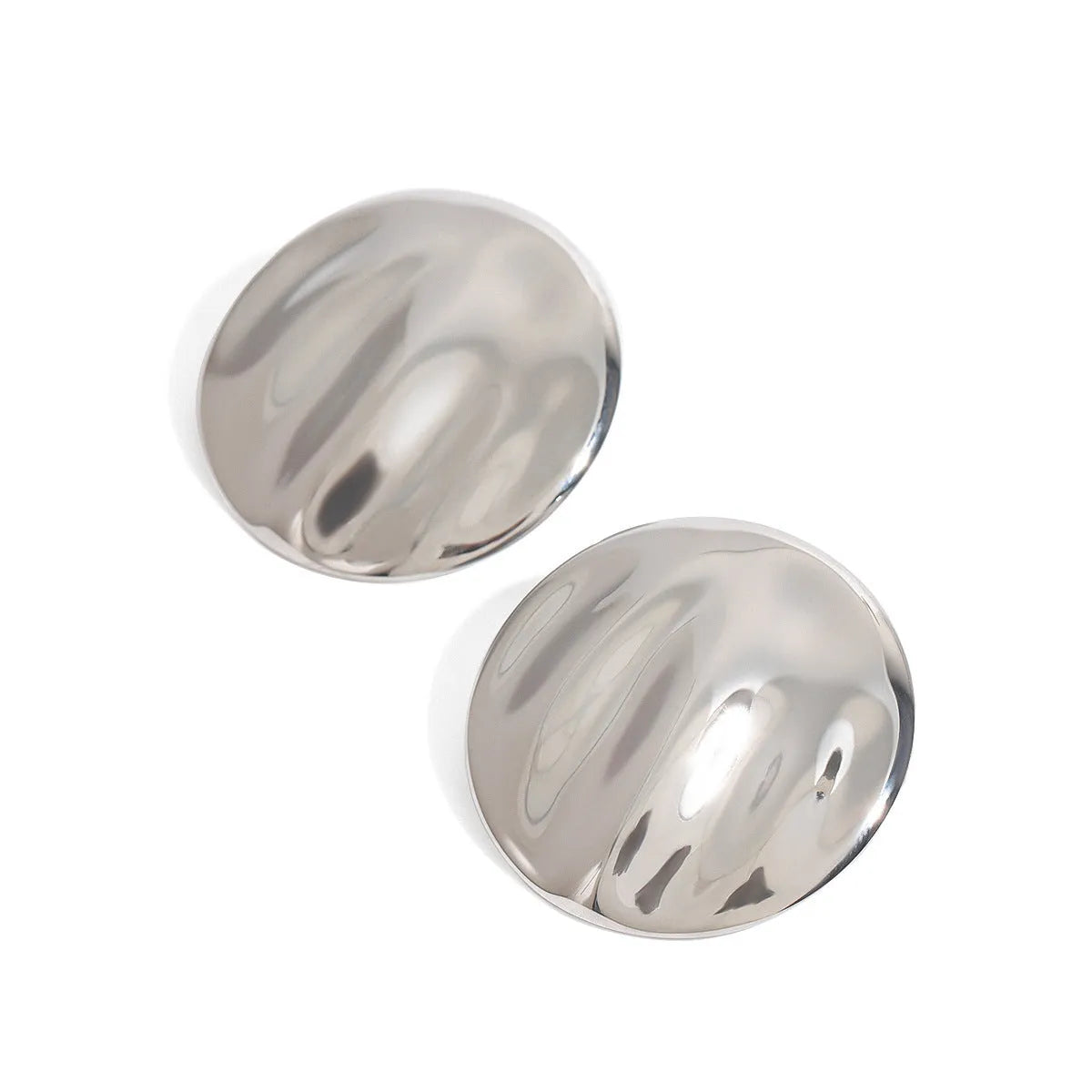 Pair of stainless steel round wave stud earrings with electroplated finish, colour JDE0112044, for women