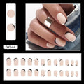 Black and white frosted artificial nails with French manicure design