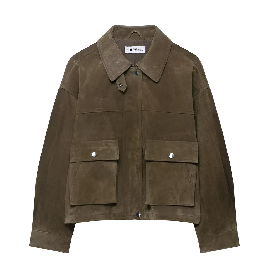 Women's PU jacket in Japanese Korean casual style, medium thickness, regular fit