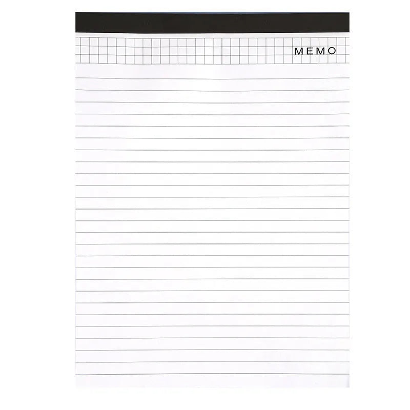 A4 tearable notebook with grid-lined paper and adhesive binding, shown in A4 and A5 sizes