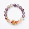 Purple ghost crystal bracelet with nine purple symbols and zodiac animal motifs measuring 10mm wide