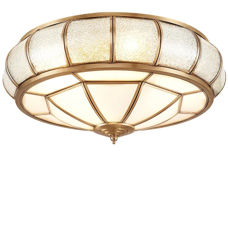 Copper American style wall lamp with tri-colour light source 35cm diameter for bedroom corridor