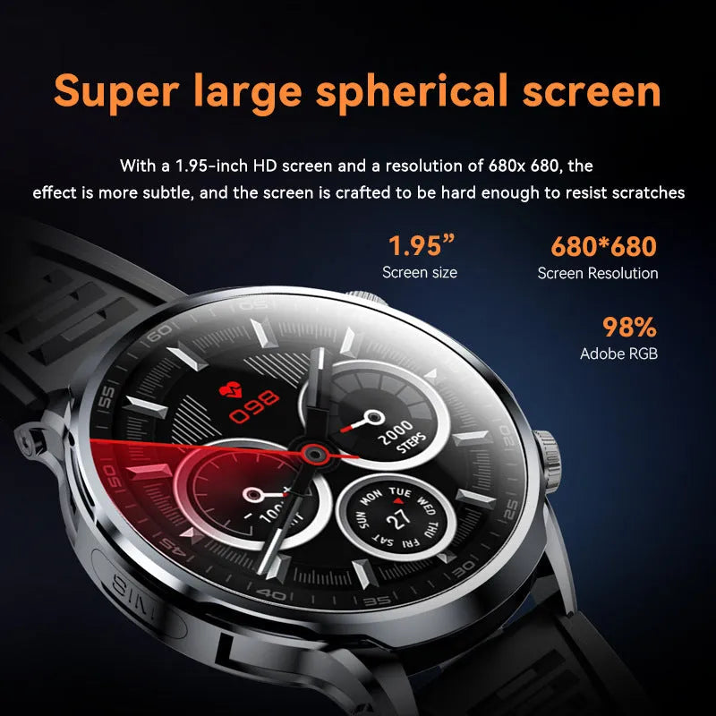 H18 round screen smart watch with IPS display and touch button, shown in black, silver, brown, leather, or steel finish