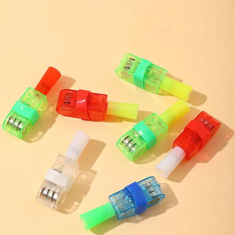 Cartoon finger projection lamp luminous toy in mixed hair colour, plastic finger light for kids aged 7-14, 10pcs pack