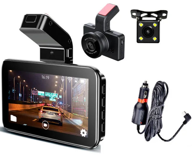 3-inch HD car DVR dashboard camera with dual lens for front and rear vehicle recording