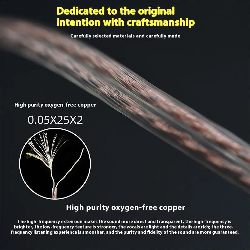KZ high purity oxygen-free copper double and upgrade earphone replacement cable in transparent black