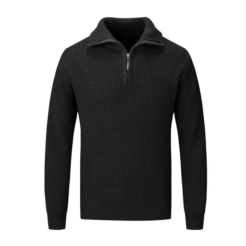 Men's slim fit solid colour pullover sweater in mixed fibre fabric