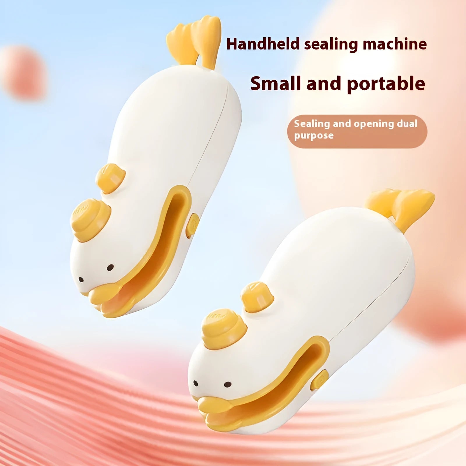 Yellow duck rechargeable sealing machine with animal jacquard design and charging cable