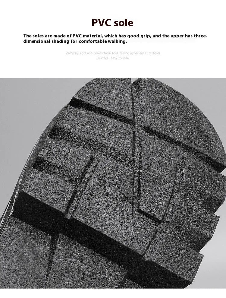 Thick-soled canvas men's motorcycle boots in black, side view showing round toe and front lace-up