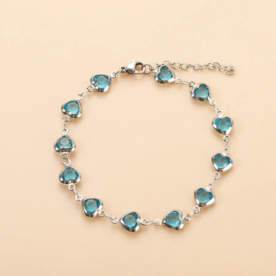 Devil's Eye Creative Heart Bracelet in stainless steel with geometric design and multiple colour options