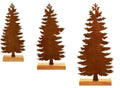 Set of three rustic metal Christmas decorations featuring elk and tree figures