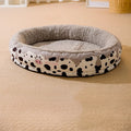 Detachable washable pet bed for dogs and cats in grey or yellow, available in four sizes.