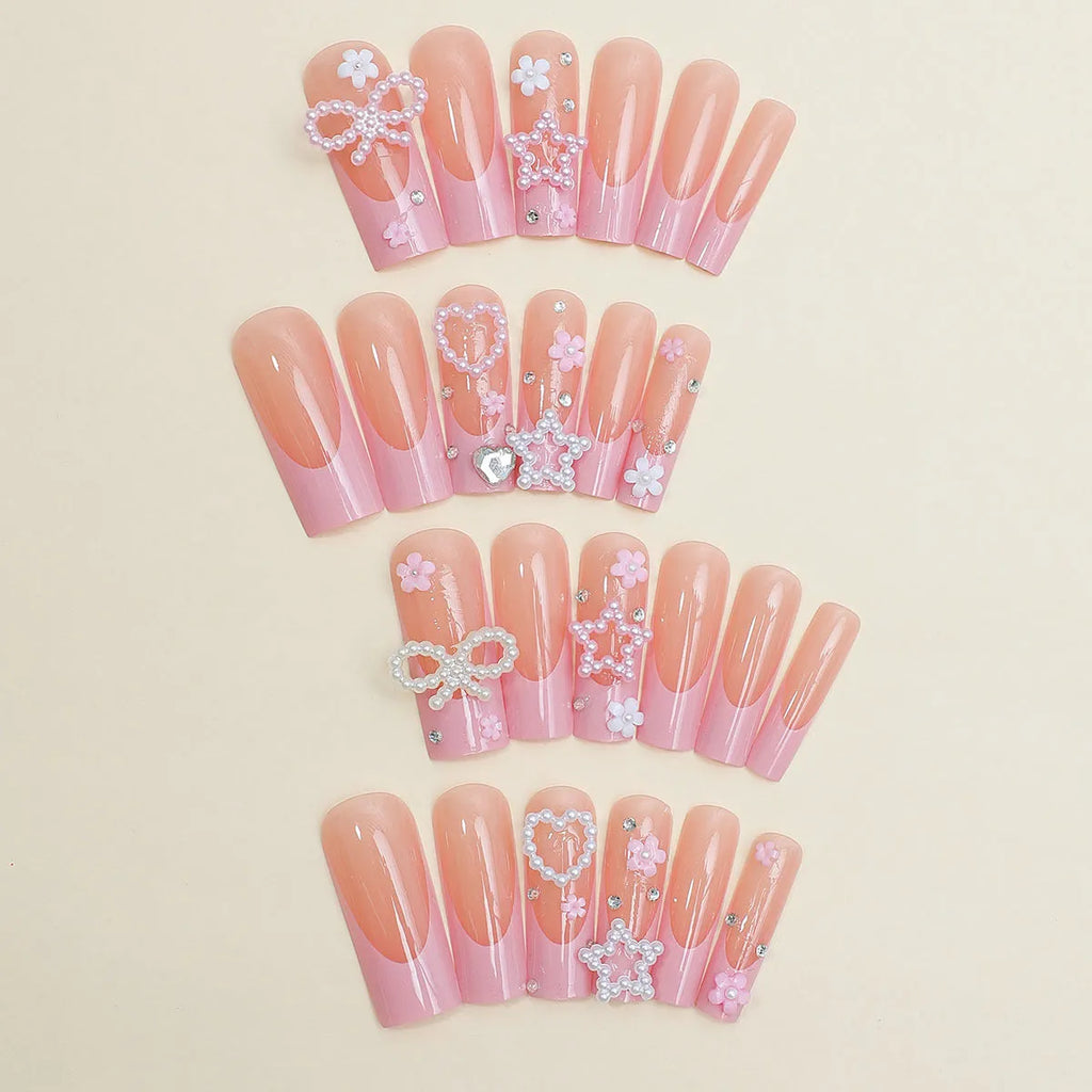 French style nail art sticker with bow pattern and super long water pipe design in XB-70-48 colour
