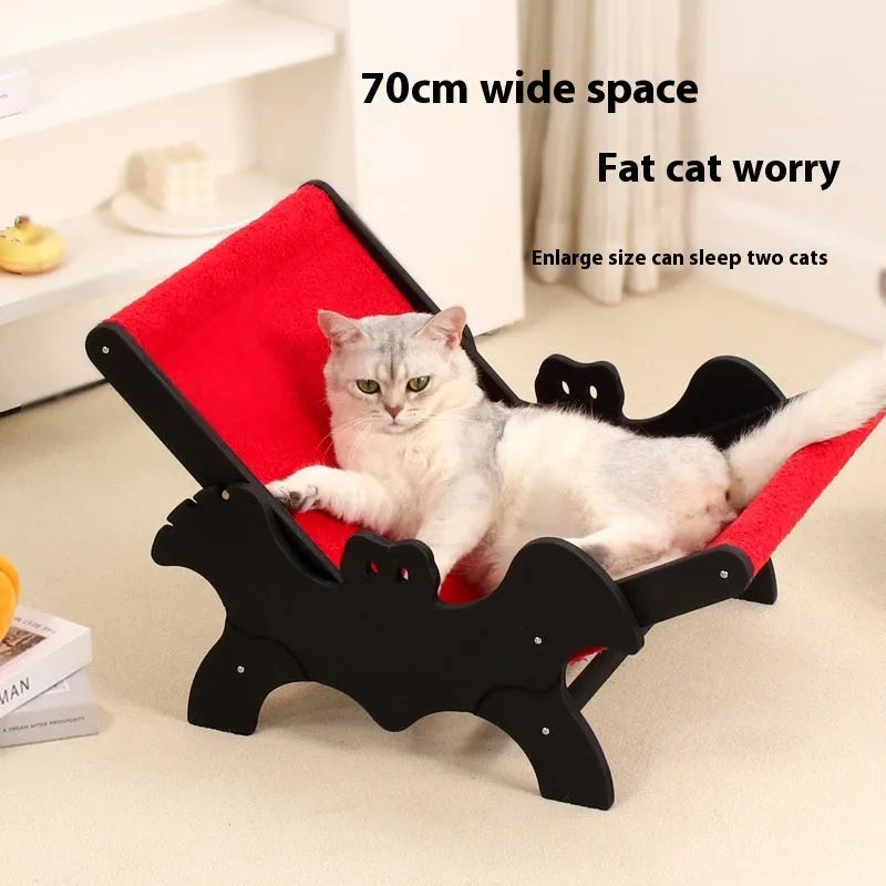 Black and red Halloween bat themed wooden cat recliner bed