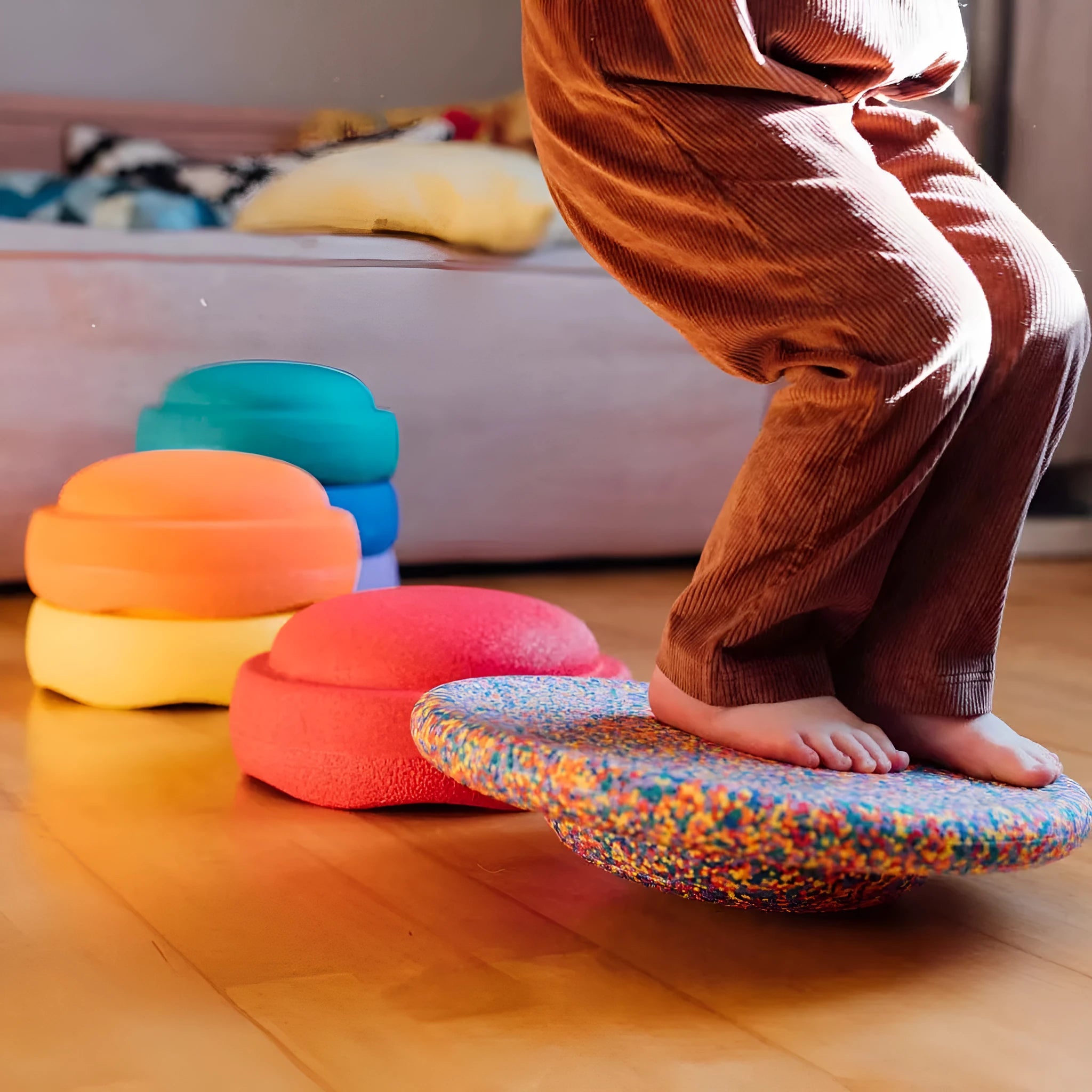 Plastic wood surf balance board for children aged 4-6 in mixed woodgrain and solid black colour options