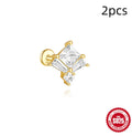 S925 sterling silver geometric earrings with zircon stones in golden colour variations