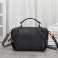 Genuine leather women's shoulder bag in pillow shape with top grain leather, open pocket and choice of Brown, Coffee, Gray or Green.