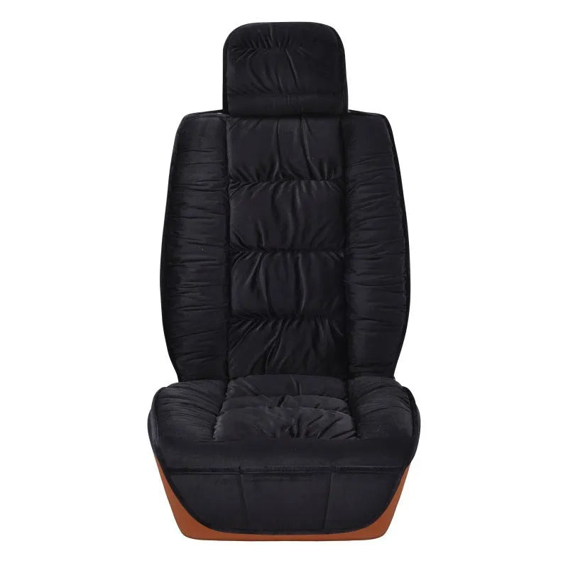 Winter short plush car seat cushion in multiple colour options including grey, beige, and black