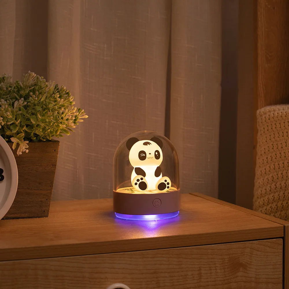 3D panda LED night light, USB rechargeable table lamp, 80x80x110mm, PC lampshade, ABS holder, Pink or White