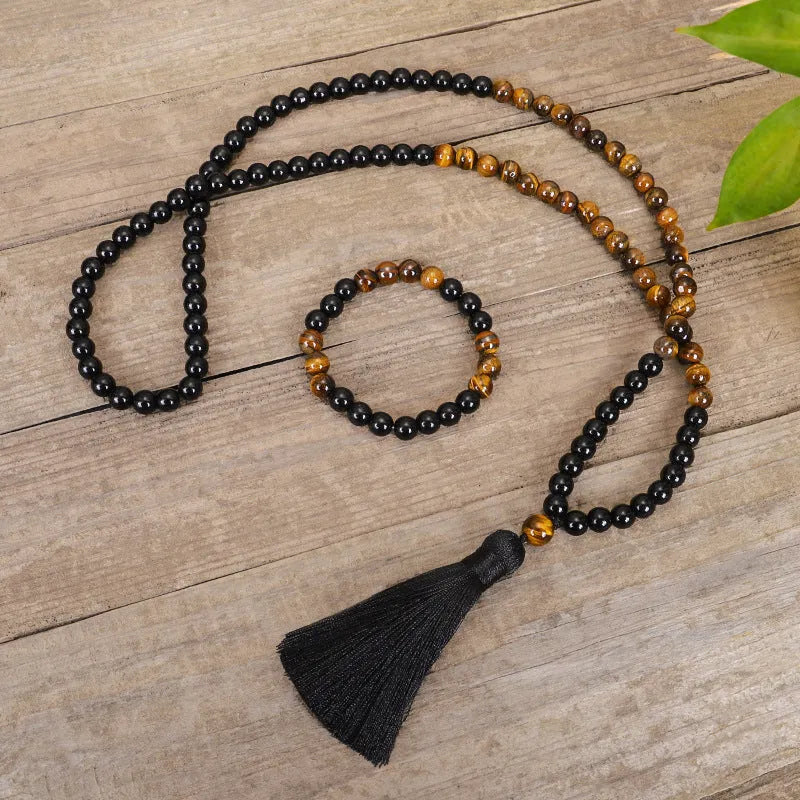 Tiger eye stone tassel chain with 81cm adjustable length for bracelet or necklace wear