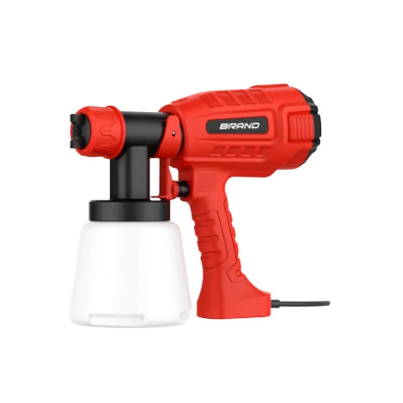 Red electric spray gun with three nozzles, 450W, EU plug, compact size 26.5x16.5x19.5cm
