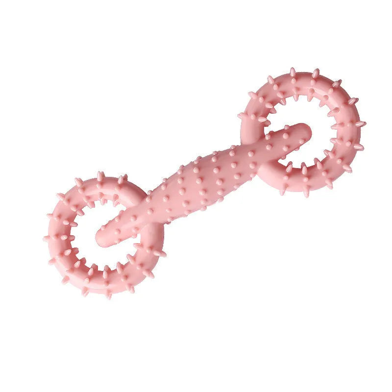 Blue TPR rubber dog chew ring for puppy teething measuring 16cm diameter