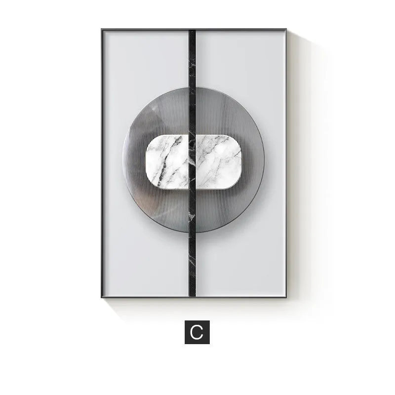 Abstract geometric canvas painting wall art poster in modern design