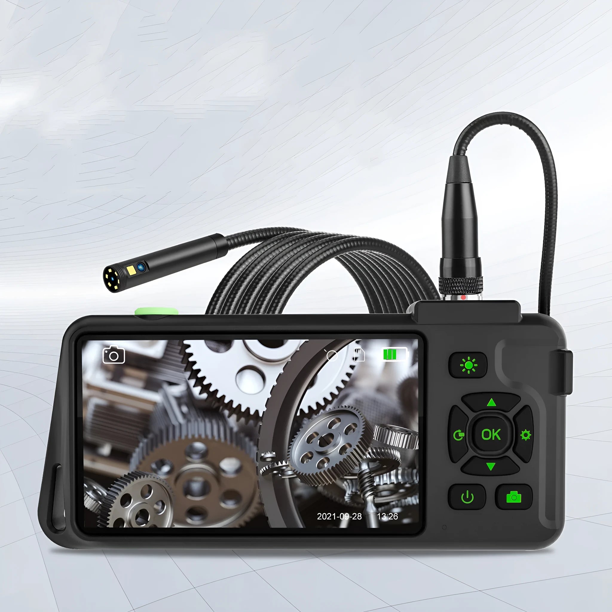 Portable handheld industrial endoscope with 4.5-inch screen and 1 metre inspection cable