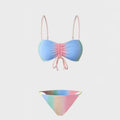 Women's lace-up bikini swimsuit set with triangle top and matching briefs
