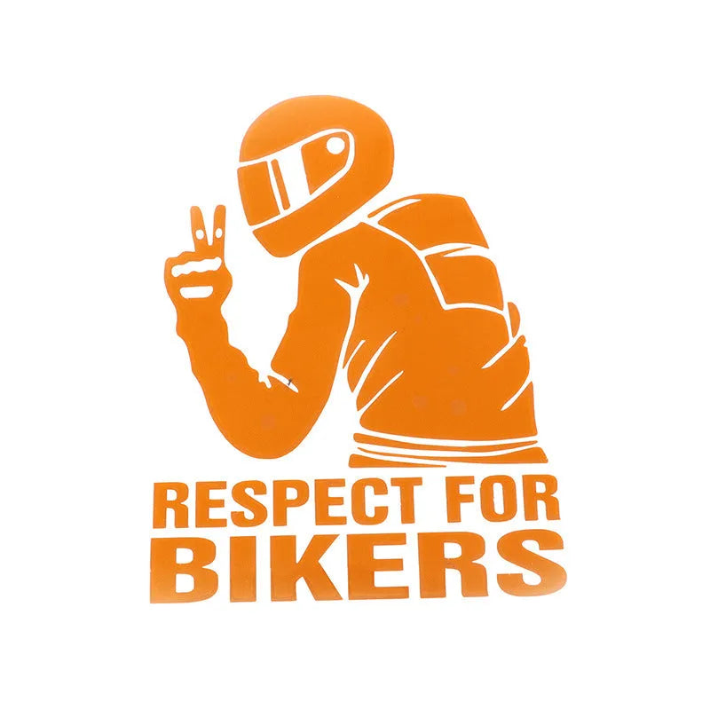 Respect For Bikers automobile sticker in reflective silver on a car panel