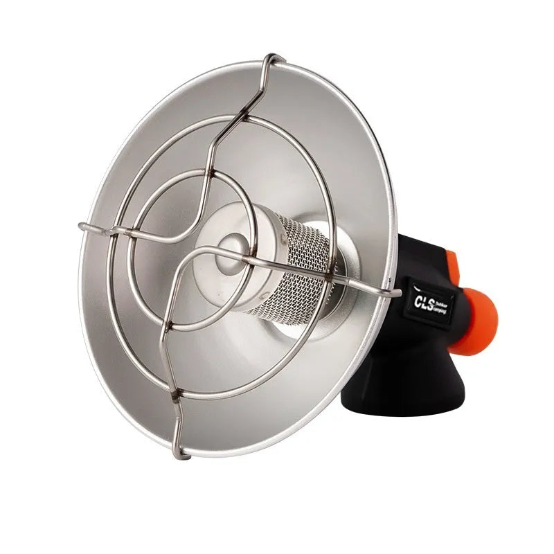 Black and orange portable camping heater stove with automatic ignition system