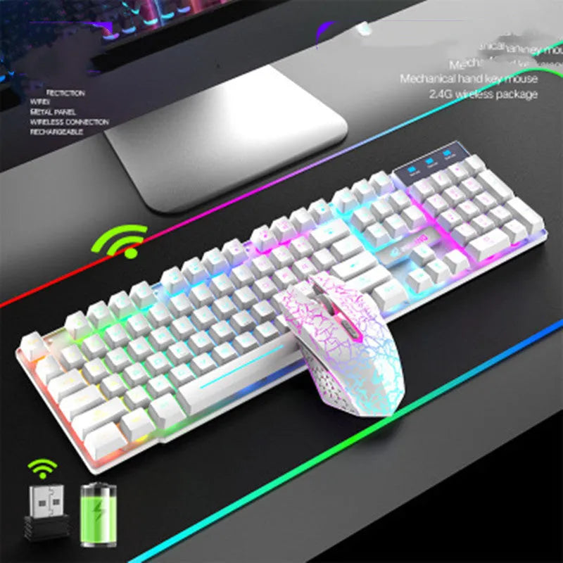 T3 wireless charging keyboard and mouse set with backlit keyboard and optical mouse