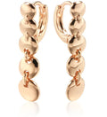 A pair of gold-coloured retro long round circle earrings with a woven copper texture.