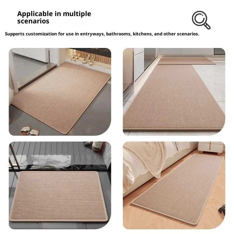 Solid color absorbent anti-slip quick-dry bathroom floor mat in size 40x60cm on a tiled floor