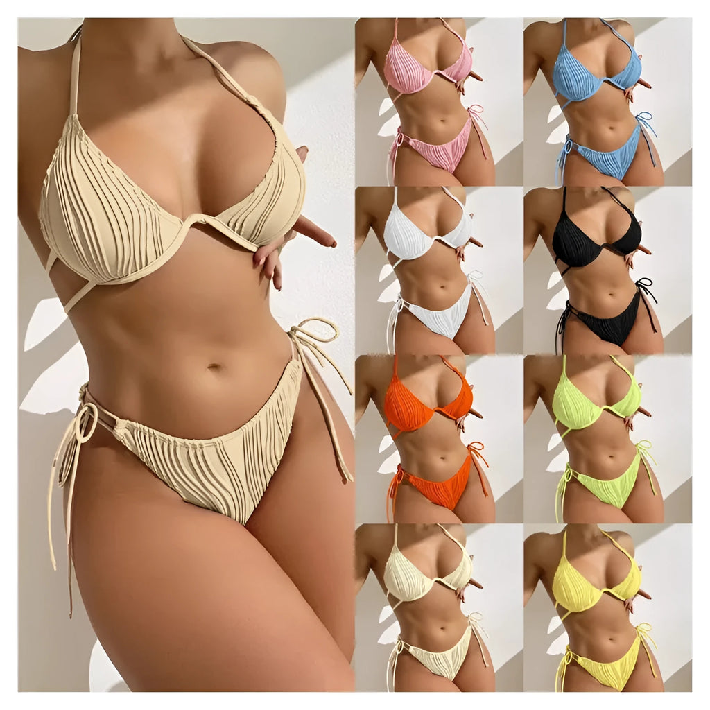 Women's bikini swimsuit with steel bracket construction in multiple colour options