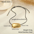 Black rope chain necklace with geometry pendant in gold or silver tone, minimalist collar style