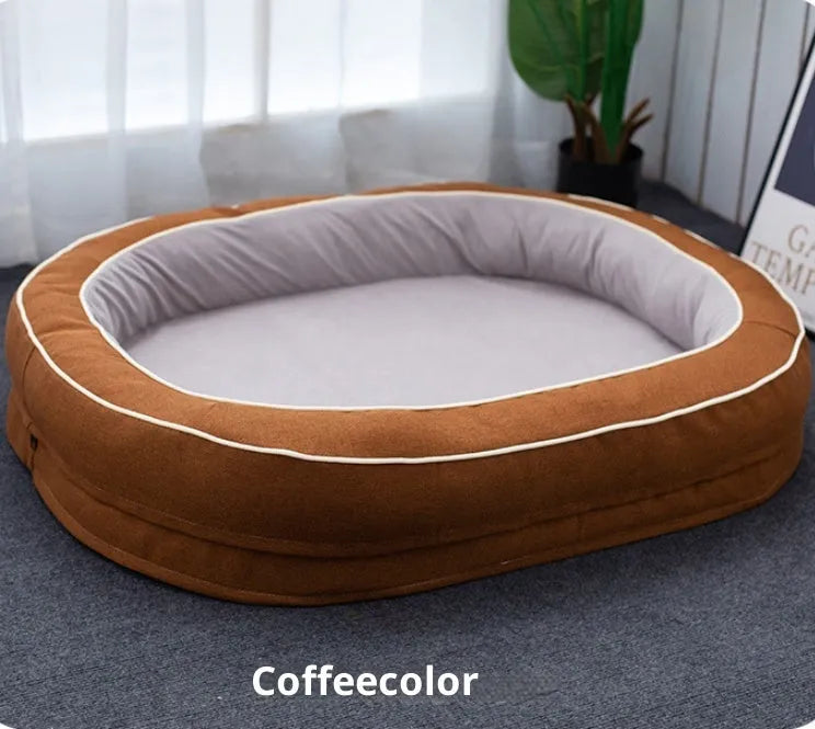 Four Seasons Universal oval pet bed in brown with removable cloth cover for dogs, large size