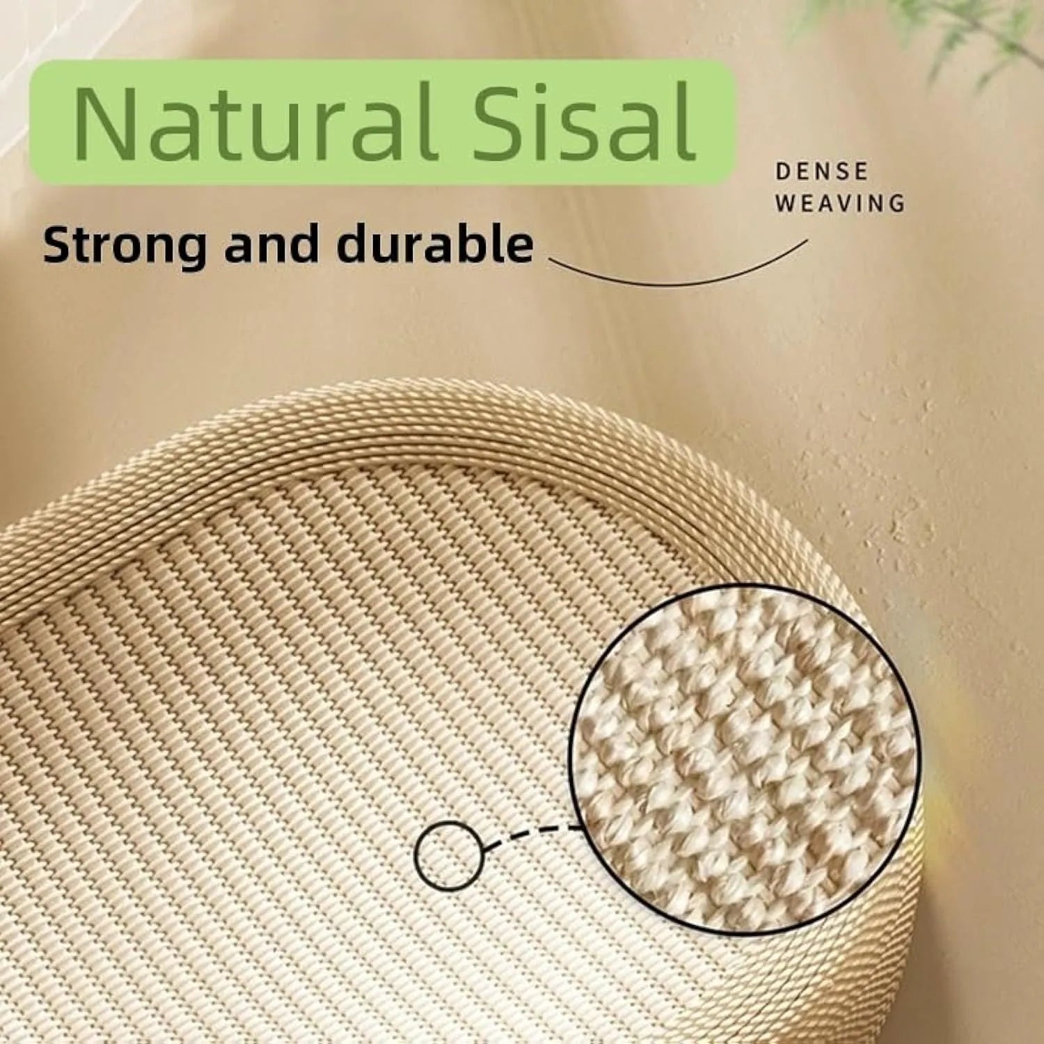 Large natural sisal fibre cat scratching board with integrated raised lounging platform