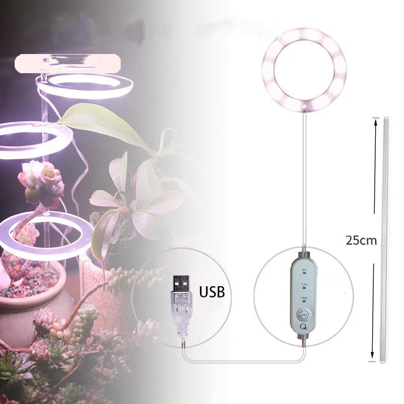 USB LED plant grow light with transparent PC and aluminium housing on a 25cm acrylic stick.