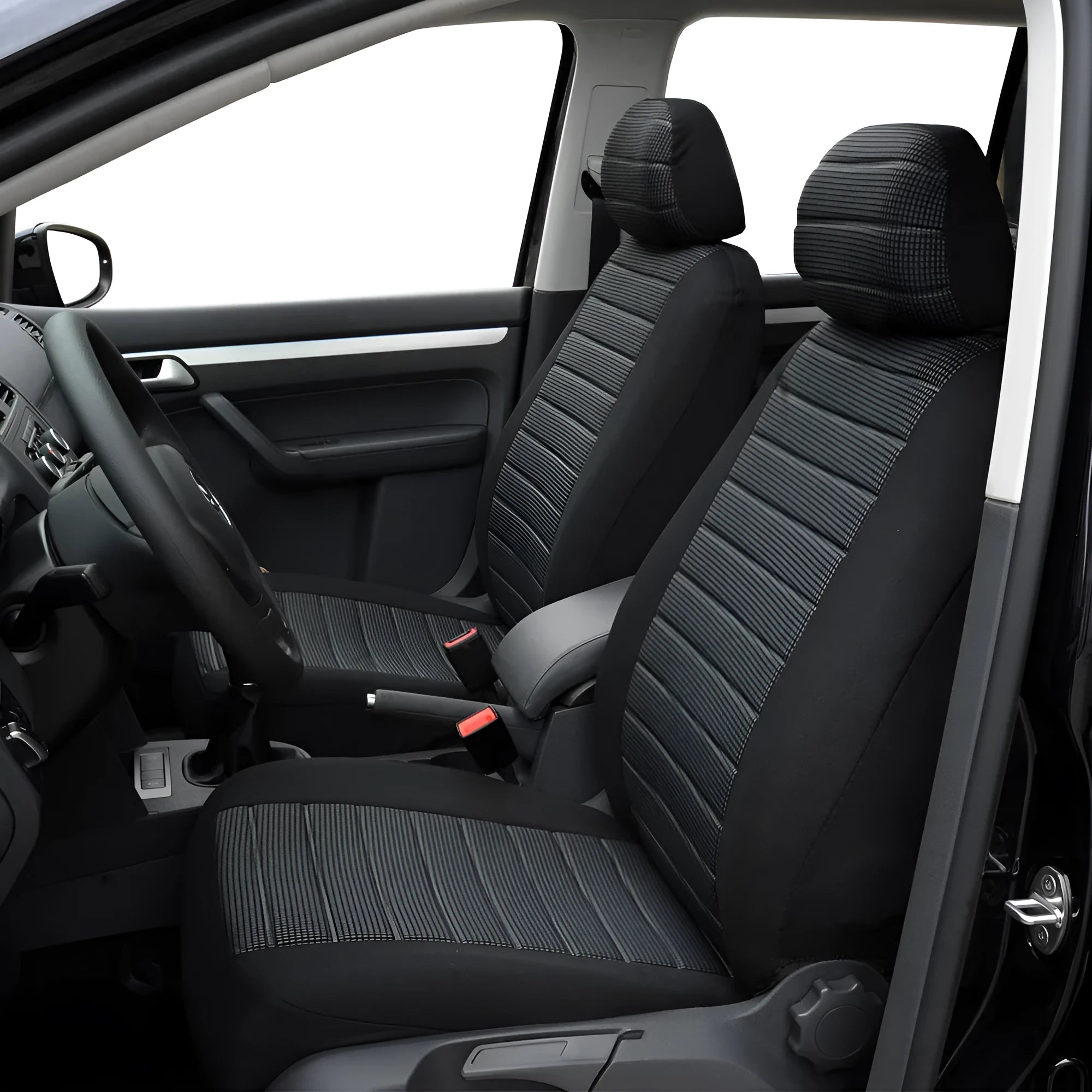 Four Seasons jacquard car seat cover in grey two colour, universal fit, lightweight 0.6 kg