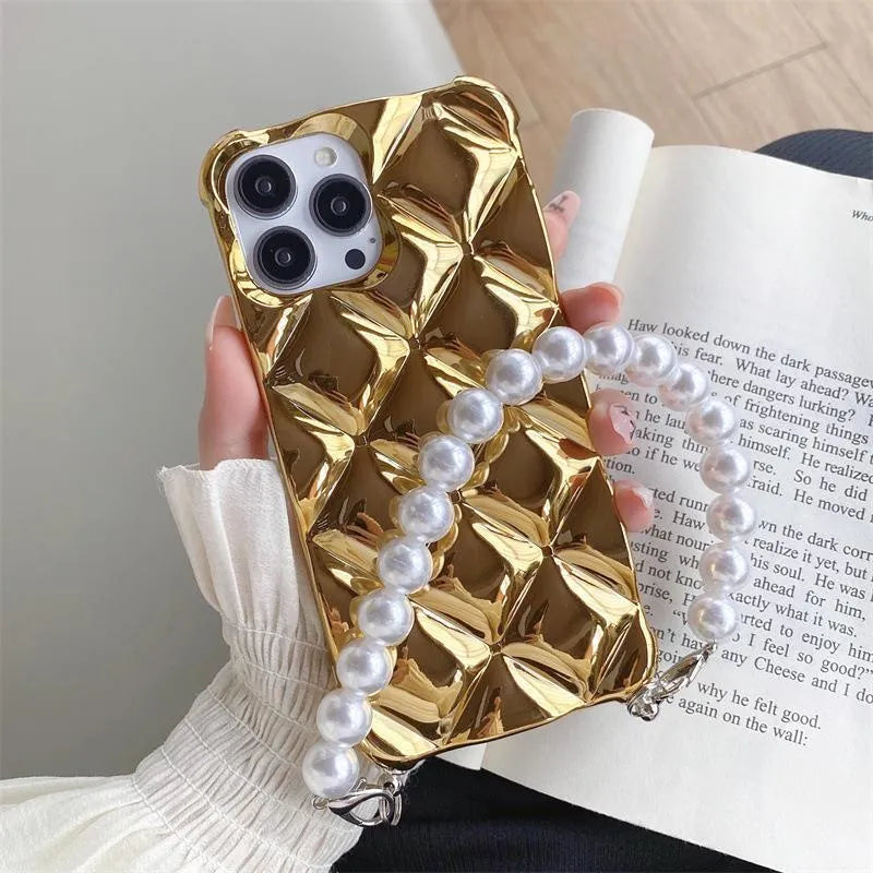 Luxury diamond bracelet phone case for iPhone with chain decoration and flash diamond lock