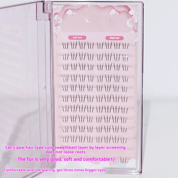 12-row lower false eyelashes with sheer root and pointed tails in 4-5-6mm lengths