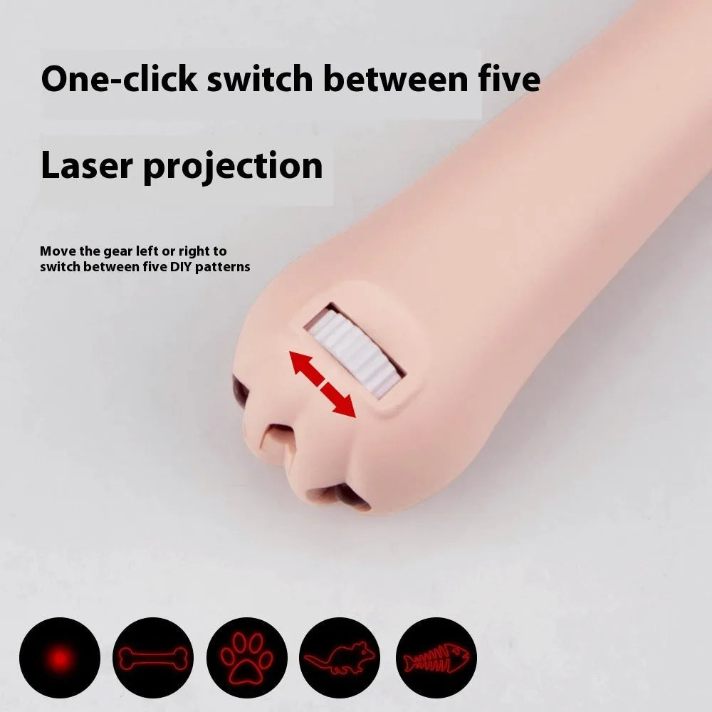 Infrared charging cat teasing stick with laser patterns and LED moonlight lamp in blue colour